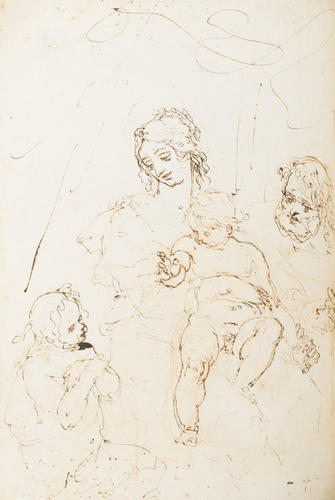 Recto: Studies of Cupid and Psyche, and male nudes. Verso: Holy Family with the infant St John the Baptist Recto: Studies of Cupid and Psyche, and male nudes. Verso: Holy Family with the infant St John the Baptist
