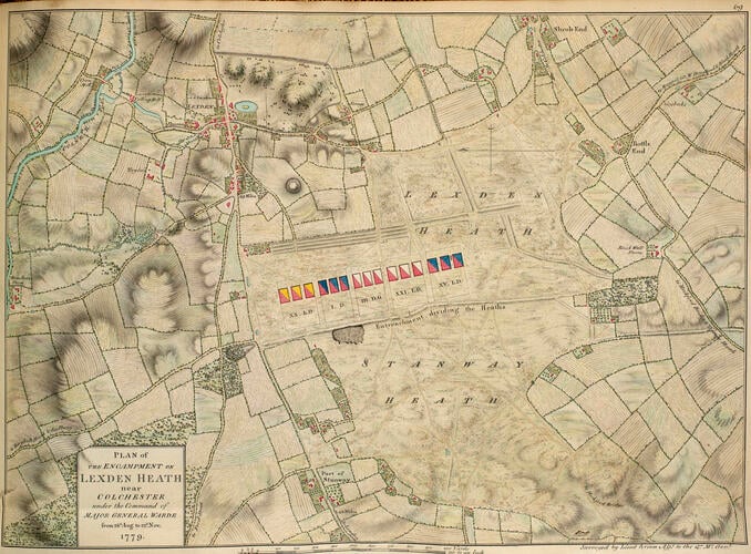 Master: Maps of encampments in England and Great Britain, 1778-82
Item: Map of encampment on Lexden Heath, 1779 (Lexden Heath, Essex, UK) 51°53'23