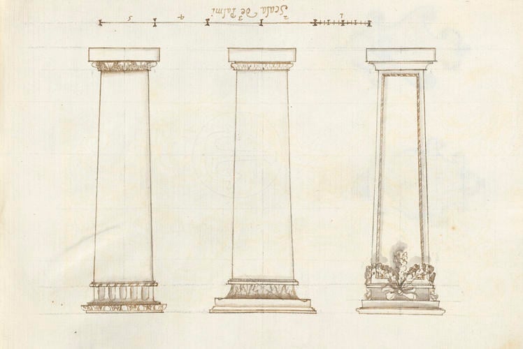 Designs for simple pedestals in the Curia Designs for simple pedestals in the Curia