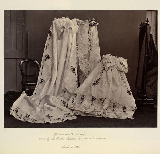 The dress, wreath and veil worn by Princess Louise (1848-1939) at her marriage