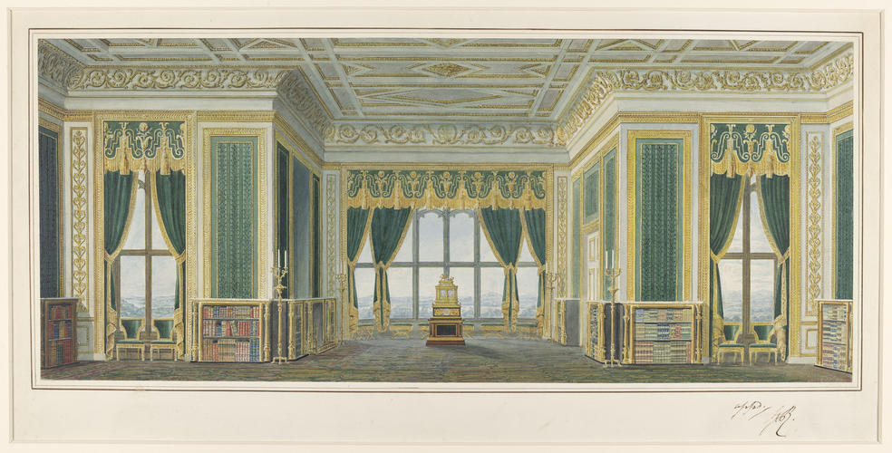Design for the east elevation of the Library (the Green Drawing Room), Windsor Castle