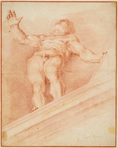 A male nude seen from below