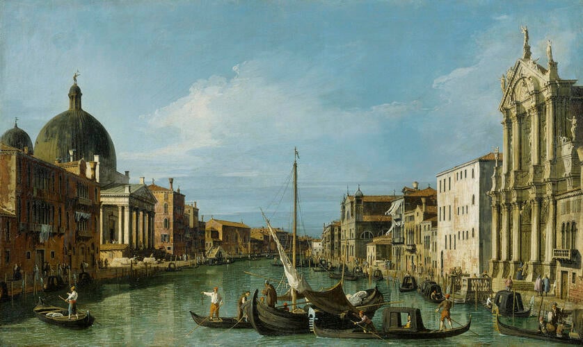The Grand Canal looking West with the Scalzi and San Simeone Piccolo The Grand Canal looking West with the Scalzi and San Simeone Piccolo