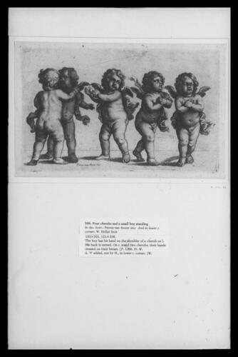 Four cherubs and a small boy standing Four cherubs and a small boy standing