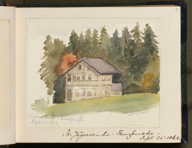 Master: SKETCHES FROM NATURE V. R. 1862 TO 1864
Item: The Jägersruhe- Tanzbuche