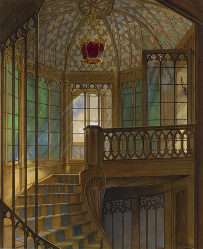 Schloss Callenberg: spiral staircase leading to the drawing-room