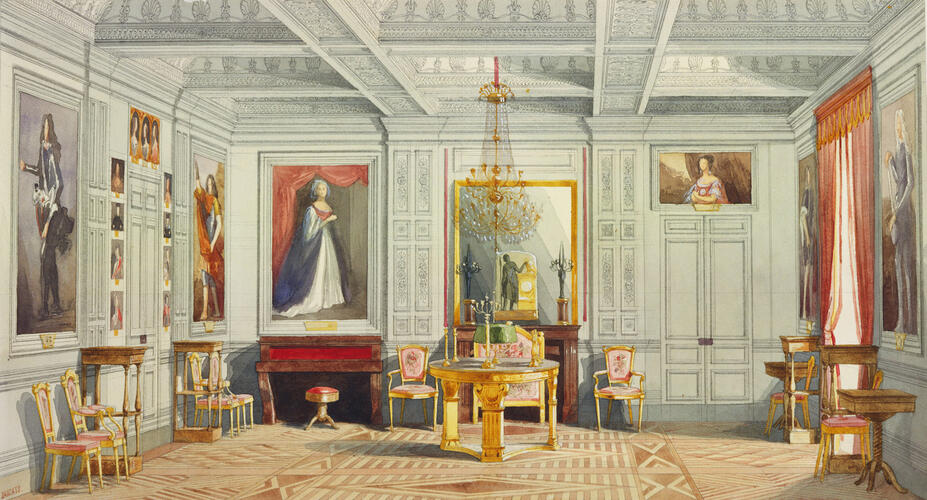 Royal visit to Louis-Philippe: Queen Victoria's drawing room at the Chateau d'Eu 1843