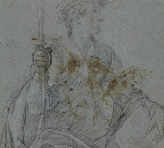 Recto: A seated youth holding a staff and book. Verso: The Madonna and Child Recto: A seated youth holding a staff and book. Verso: The Madonna and Child