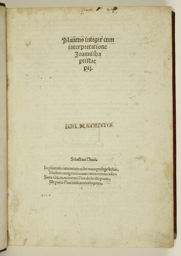 Comoediae / Titus Maccius Plautus ; edited and commentary by Joannes Baptista Pius