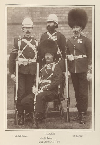 Four soldiers from the Coldstream Guards who served in the Anglo-Egyptian War Four soldiers from the Coldstream Guards who served in the Anglo-Egyptian War