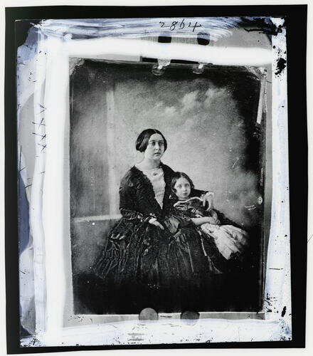 Glass negative of a daguerreotype of Queen Victoria and the Princess Royal Glass negative of a daguerreotype of Queen Victoria and the Princess Royal