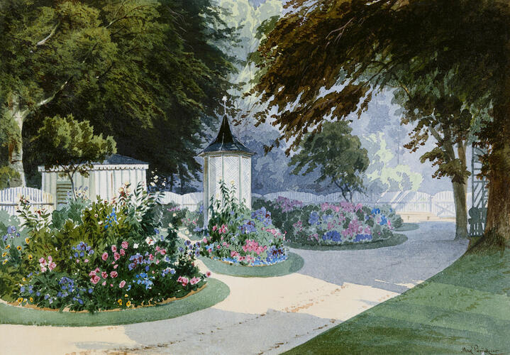 The Rosenau: the gardens of the Hereditary Prince of Saxe-Coburg and Prince Albert with the Vogelhaus or Aviary