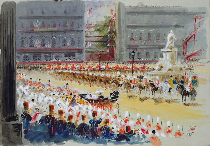 The Diamond Jubilee, June-July 1897: Arrival of the Queen at St Paul's Cathedral, 22 June
