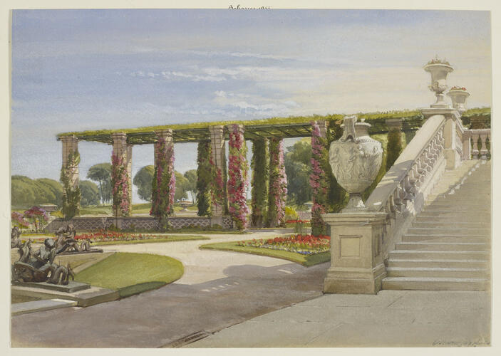 Osborne: the lower terrace and pergola. 14 July 1860