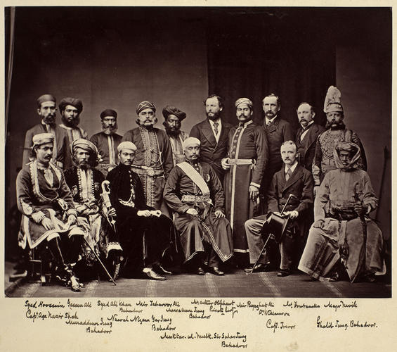 A group portrait of Indian rulers and European men A group portrait of Indian rulers and European men