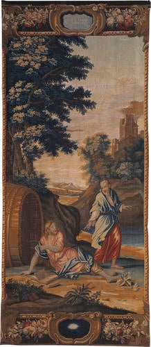Diogenes beside his barrel