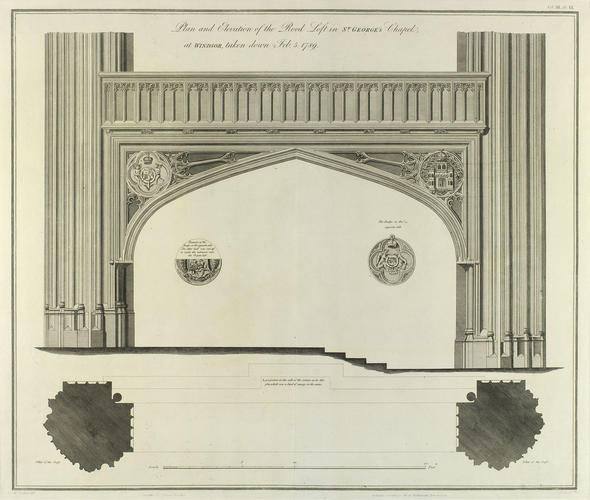 Plan and Elevation of the Rood Loft in St George's Chapel, at Windsor