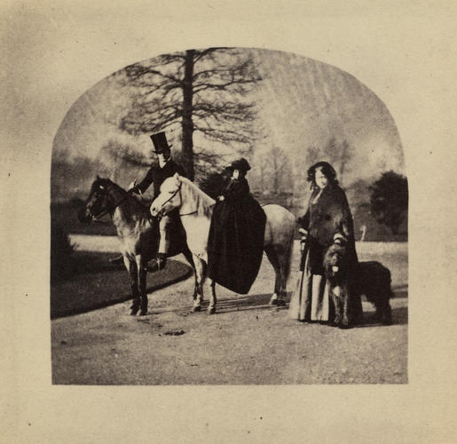 'Instantaneous Picture of a white Pony. '; Group portrait including Princess Alice (1843-78) and the Duchess of Kent (1786-1861)