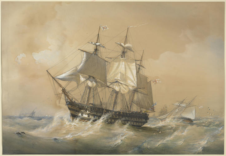 HMS St George hove to HMS St George hove to
