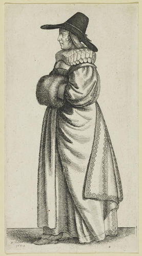 Lady with hat and lace ear-flaps Lady with hat and lace ear-flaps