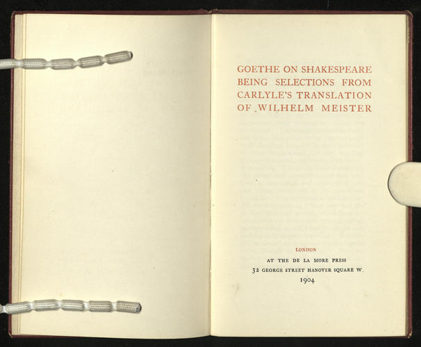 Goethe on Shakespeare : being selections from Carlyle's translation of Wilhelm Meister