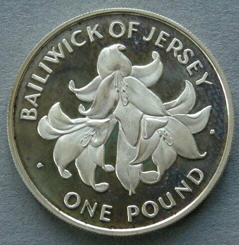 Jersey. Proof silver £1, 1972, commemorating the Silver Wedding of Elizabeth II