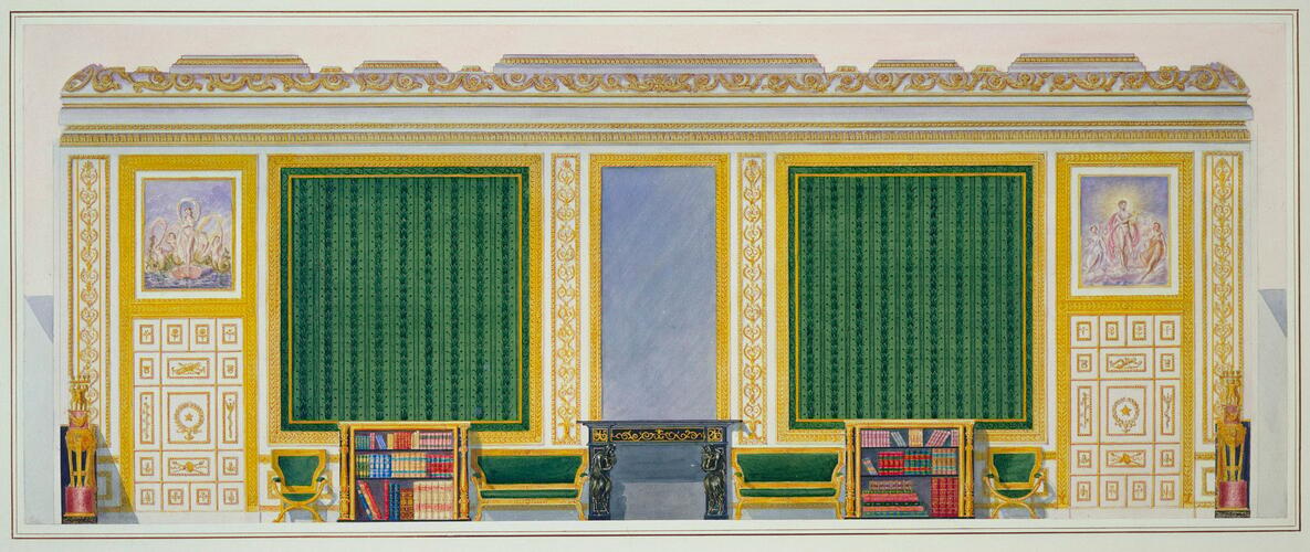 Design for the west elevation of the Library, Room 196 (the Green Drawing Room), Windsor Castle, c. 1826