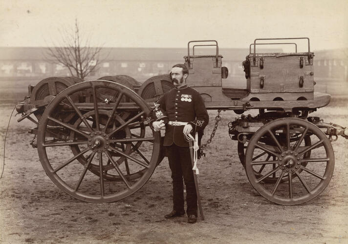 Troop Sergeant Major Lewis with a telegraph wagon during the Anglo-Egyptian War Troop Sergeant Major Lewis with a telegraph wagon during the Anglo-Egyptian War