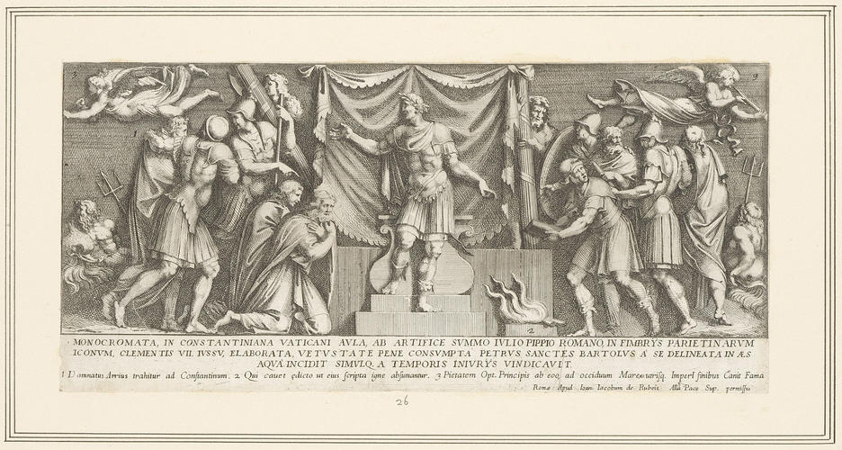 Master: A set of prints reproducing narrative scenes from the Sala di Costantino
Item: Arrius being led before Constantine