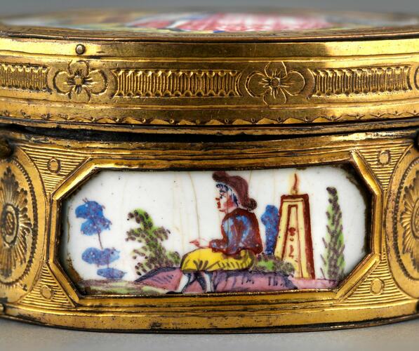 Gilt copper and enamel box