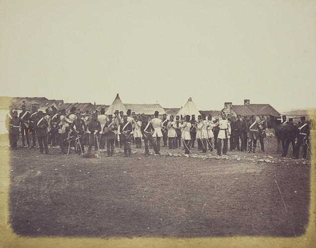 Military band playing in camp [taken from contents list]. [Crimean War photographs by Robertson]