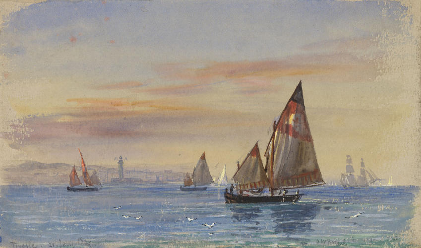 Fishing boats off Trieste at evening
