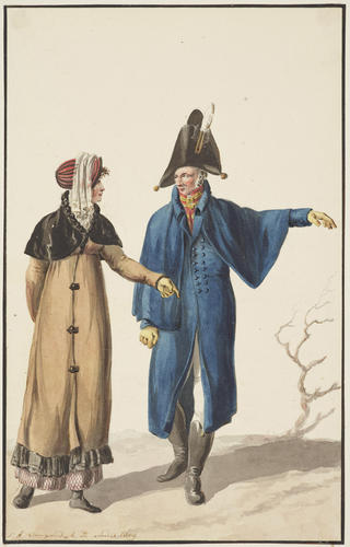 Netherlands Troops (United Netherlands after the House of Orange). Officer with woman