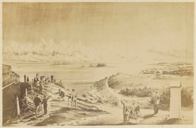 Fifty Views of Bermuda, 1869: Arrival of dock at Bermuda Fifty Views of Bermuda, 1869: Arrival of dock at Bermuda