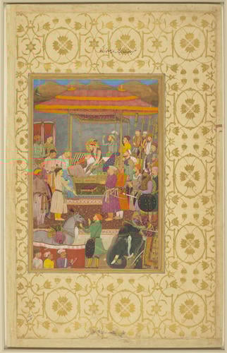 Master: Padshahnamah پادشاهنامه (The Book of Emperors)
Item: The Submission of Rana Amar Singh of Mewar to Prince Khurram (5 February 1615) Master: Padshahnamah پادشاهنامه (The Book of Emperors)
Item: The Submission of Rana Amar Singh of Mewar to Prince Khurram (5 February 1615)