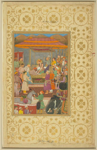 Master: Padshahnamah پادشاهنامه (The Book of Emperors) ‎‎
Item: The Submission of Rana Amar Singh of Mewar to Prince Khurram (5 February 1615)