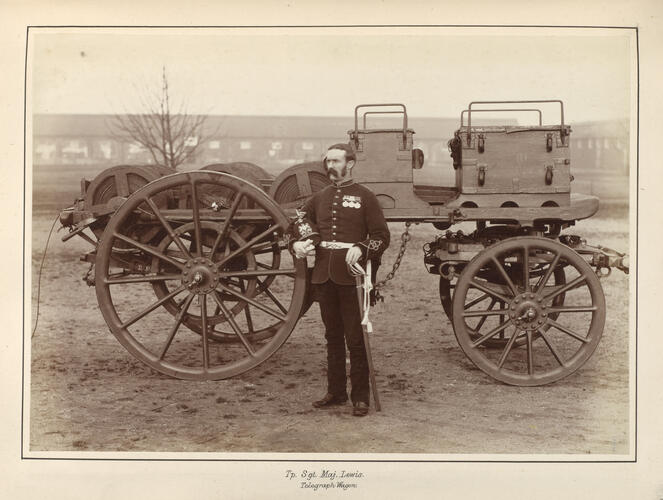 Troop Sergeant Major Lewis with a telegraph wagon during the Anglo-Egyptian War Troop Sergeant Major Lewis with a telegraph wagon during the Anglo-Egyptian War