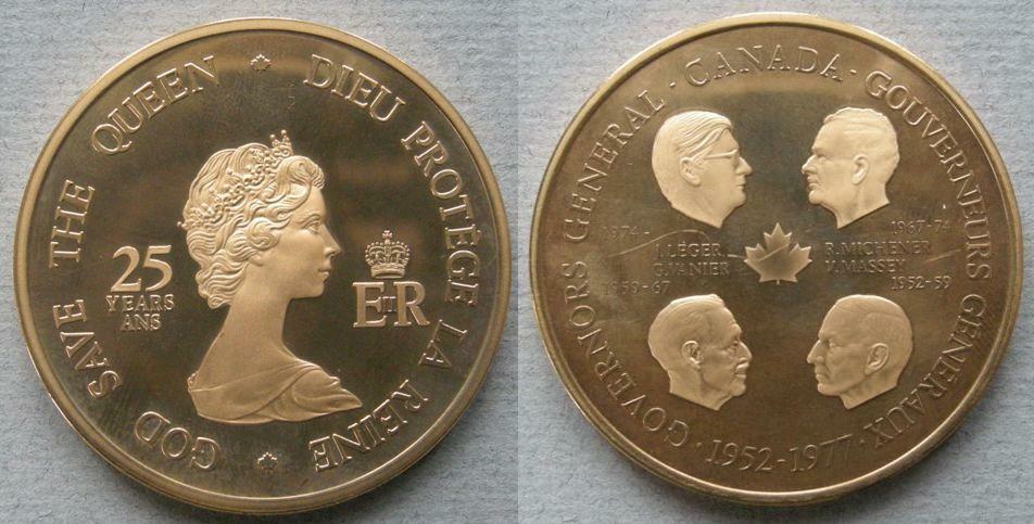 Canada. Medal commemorating the Silver Jubilee of the Reign of Queen Elizabeth II Canada. Medal commemorating the Silver Jubilee of the Reign of Queen Elizabeth II