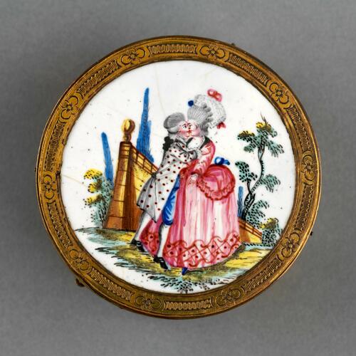 Gilt copper and enamel box
