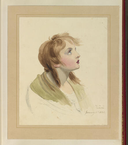 Master: MISCELLANEOUS DRAWINGS
Item: The bust of a girl in a green shawl