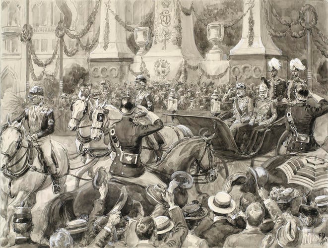 Royal Visit to The Emperor Franz Joseph I: King Edward VII and The Emperor driving, 31 August 1903