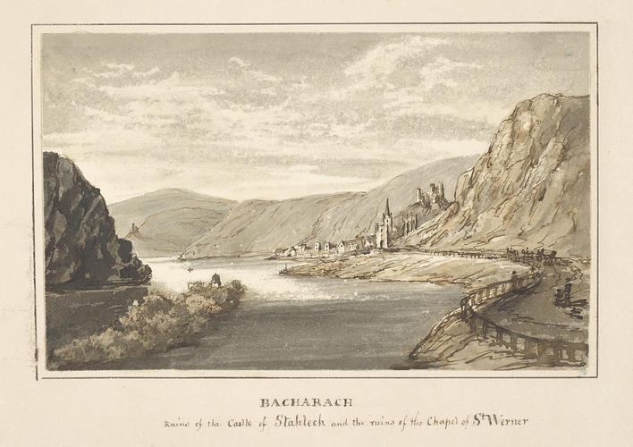 Master: Denbigh Sketches
Item: Denbigh sketches: Bacharach; Ruins of the Castle of Stahleck and the ruins of the Chapel of St Werner