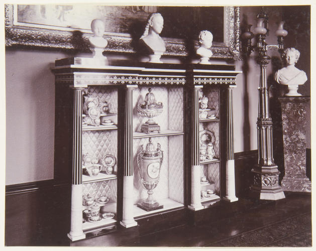 Bookcase with Sevres porcelain, Grand Corridor, Windsor Castle Bookcase with Sevres porcelain, Grand Corridor, Windsor Castle