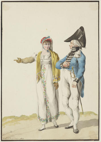 Netherlands Troops (after the Restoration of the House of Orange). Officer with woman
