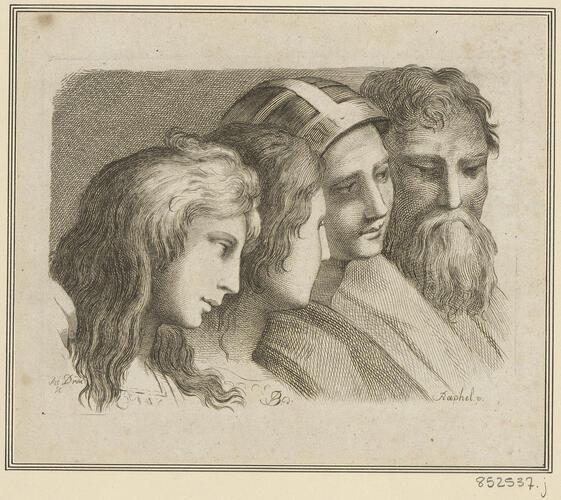 Master: Set of prints reproducing heads from 'The School of Athens'
Item: Heads of four philosophers [from 'The School of Athens']
