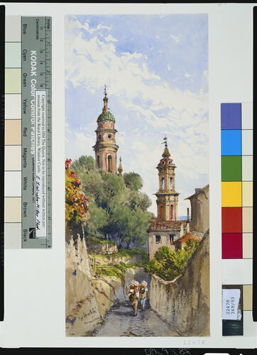 Menton: a campanile among olive trees in Cemetery Road