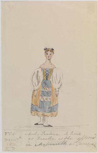 Master: PRINCESS VICTORIA SKETCHES 1
Item: Mad. Pauline Le Roux as Finella as she appeared in Massaniello at Covent Garden Master: PRINCESS VICTORIA SKETCHES 1
Item: Mad. Pauline Le Roux as Finella as she appeared in Massaniello at Covent Garden