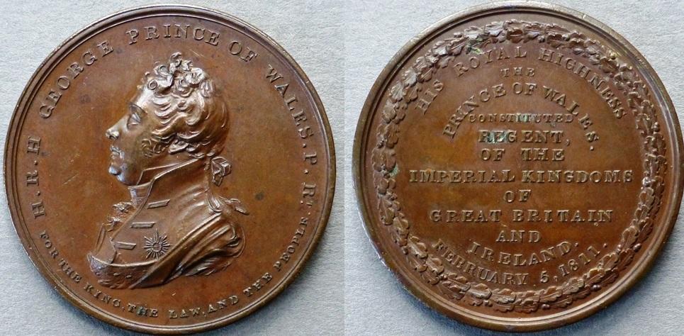 Great Britain. Medal commemorating The Prince of Wales being appointed Regent, 1811 Great Britain. Medal commemorating The Prince of Wales being appointed Regent, 1811