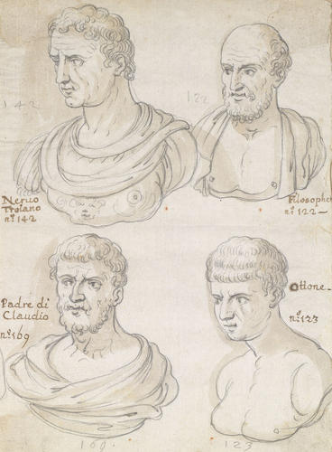 Four antique male busts Four antique male busts