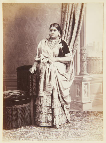 Her Highness Lackshmi Bhayie Senior Bani of Travancore on whom the Queen conferred the Honour of the C. I. , 1886. [Album: Photographic Portraits, Vol. 5/63 1875-1889]